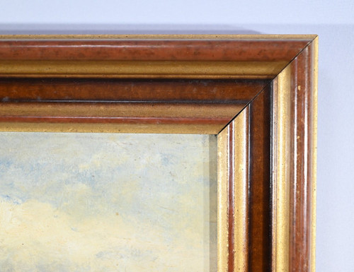 Peinture à l’Huile sur Bois, signée M.Cauvet – 1958
