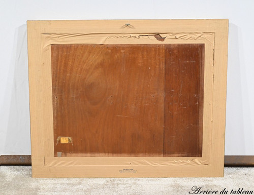 Peinture à l’Huile sur Bois, signée M.Cauvet – 1958