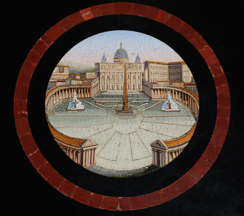 Tavolo con piedistallo in micromosaico con vedute di Roma, Italia, 1820-1830 ca.
