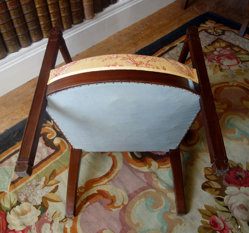 Empire Consulate Period Office Armchair In Mahogany - Printed Canvas