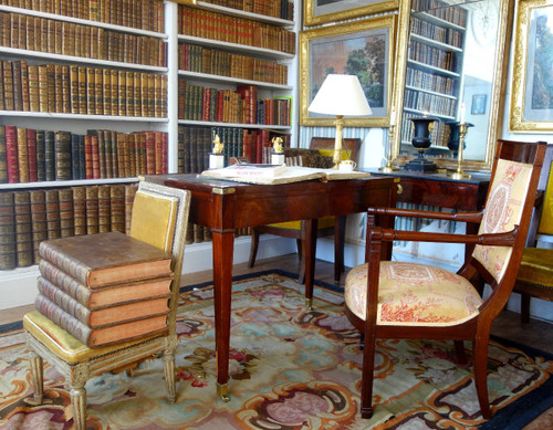 Empire Consulate Period Office Armchair In Mahogany - Printed Canvas