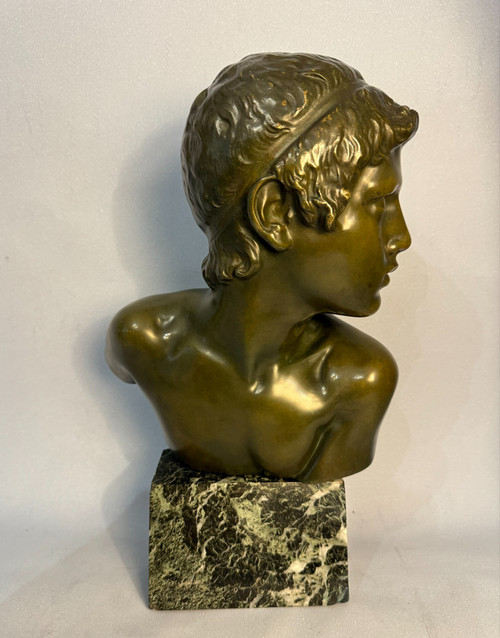 ArtDeco bronze bust of Achilles by Constant Roux