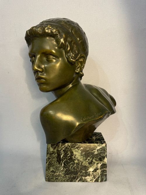 ArtDeco bronze bust of Achilles by Constant Roux