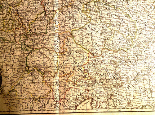 Belle carte à rehauts d'aquarelle de l'Allemagne  milieu XVIIIème par Mr Rizzi Zannoni de la Société Royale de Goltingue . A Paris chez Lattré