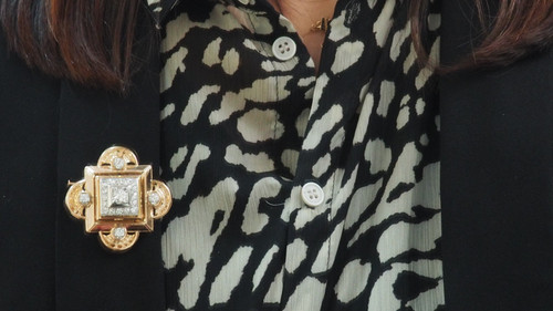 Broche pendentif en or jaune et diamants