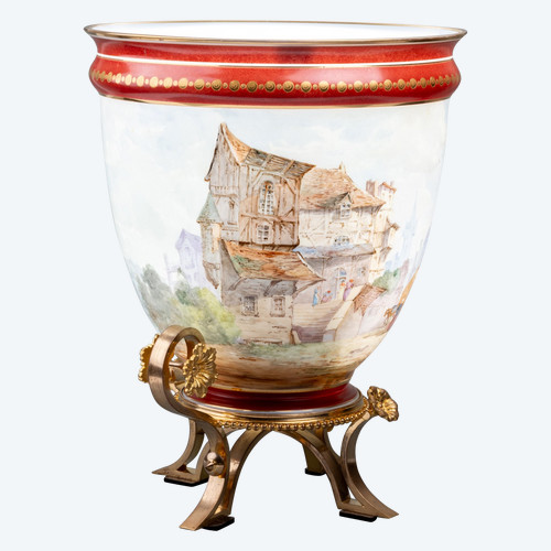 Vase en opaline de Baccarat, daté de 1869