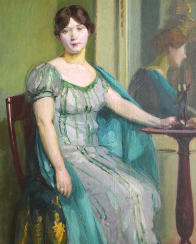 Claudio CASTELUCHO y DIANA, Young woman with green eyes seated in an Empire interior