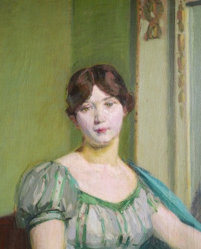 Claudio CASTELUCHO y DIANA, Young woman with green eyes seated in an Empire interior