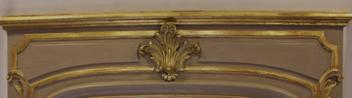 Louis XV Style Fireplace Overmantel Mirror, Gold Leaf And Patina 110 X 171 Cm