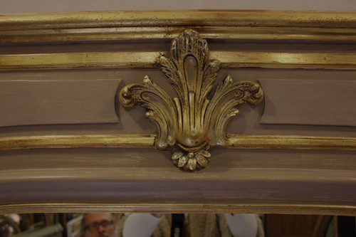 Louis XV Style Fireplace Overmantel Mirror, Gold Leaf And Patina 110 X 171 Cm