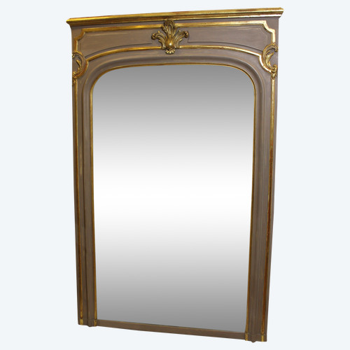 Louis XV Style Fireplace Overmantel Mirror, Gold Leaf And Patina 110 X 171 Cm