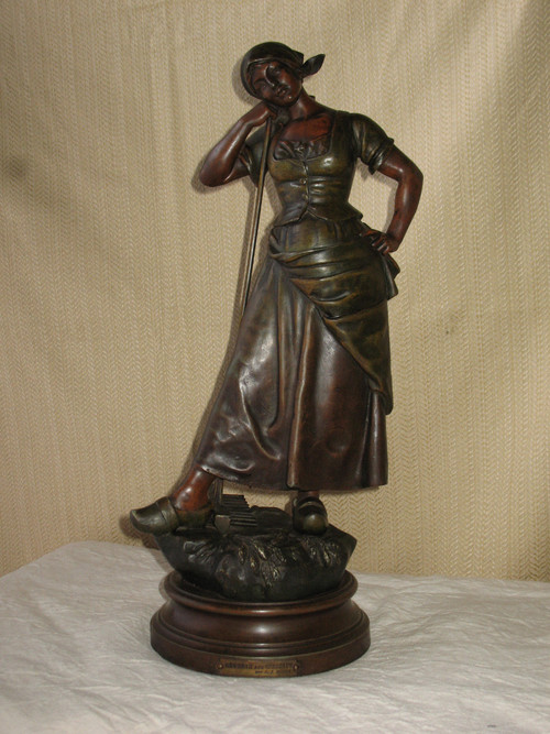 Große Skulptur in Regula „Rêverie aux champs“ von A.J. Scott, Ende des 19. Jahrhunderts
