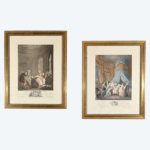 Pair of Important Color Engravings, J.M Moreau Le Jeune and N. De Launay – 1900