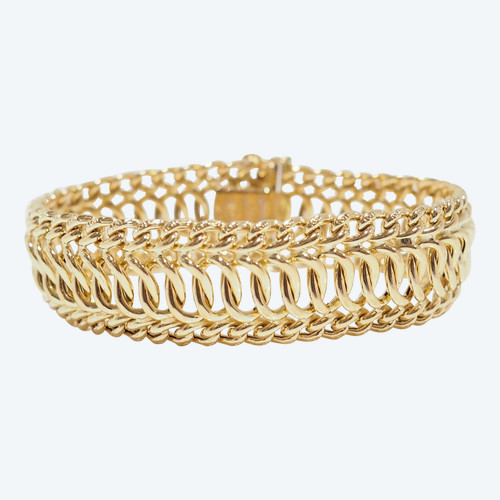 Vintage American mesh bracelet in yellow gold