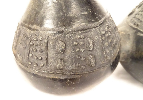 Pre-Columbian zooomorphic double whistling vase Chimu Peru black terracotta
