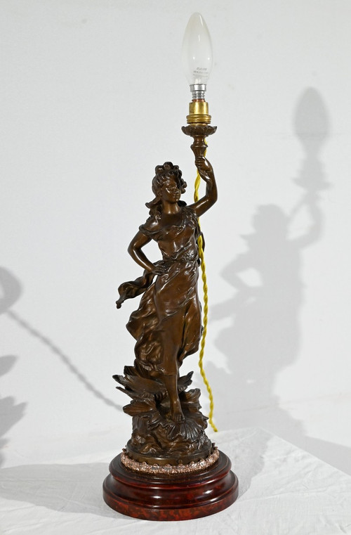 Lampe en Régule « Amphitrite », signée Ch.Lévy  - Fin XIXe