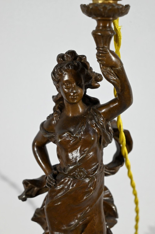 Lampe en Régule « Amphitrite », signée Ch.Lévy  - Fin XIXe