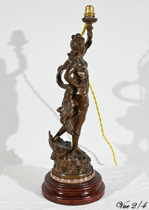 Lampe en Régule « Amphitrite », signée Ch.Lévy  - Fin XIXe