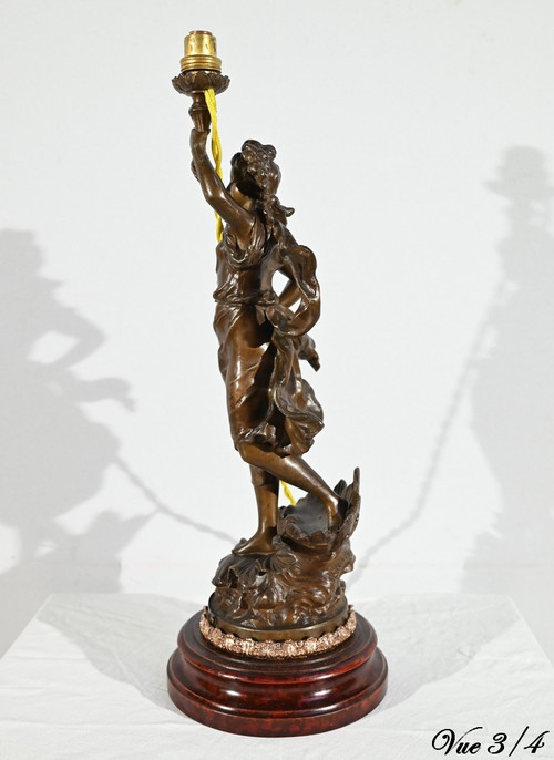 Lampe en Régule « Amphitrite », signée Ch.Lévy  - Fin XIXe