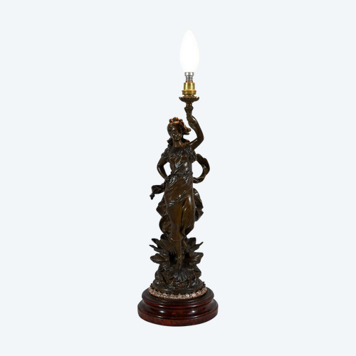 Lampe en Régule « Amphitrite », signée Ch.Lévy  - Fin XIXe