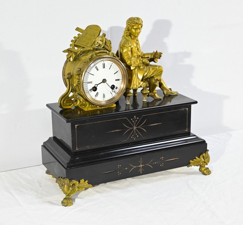 Denis Papin Clock in Gold Regulate and Marble – Early 20th Century
