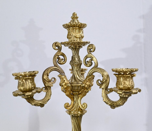 Coppia di Candelabri in Bronzo Dorato, Periodo Restauro – Inizio XIX Secolo