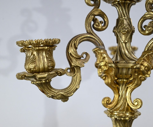 Coppia di Candelabri in Bronzo Dorato, Periodo Restauro – Inizio XIX Secolo