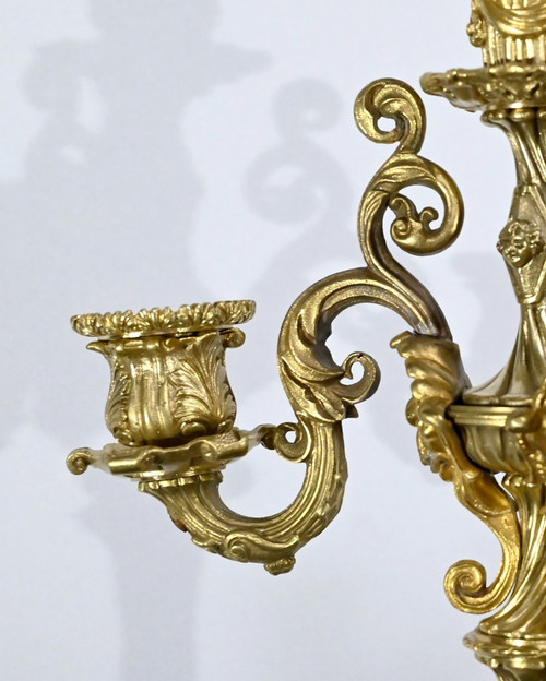 Coppia di Candelabri in Bronzo Dorato, Periodo Restauro – Inizio XIX Secolo