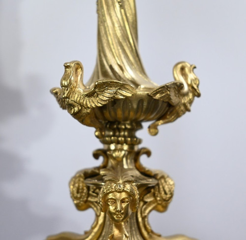 Coppia di Candelabri in Bronzo Dorato, Periodo Restauro – Inizio XIX Secolo