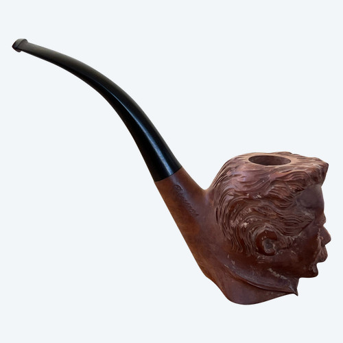 Pipe en bruyère - Tête de Georges Brassens - Marquée "St Claude ma Colombe"