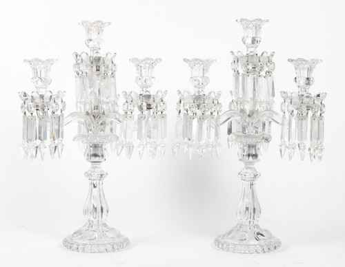 A pair of late 19th century Baccarat crystal candelabra