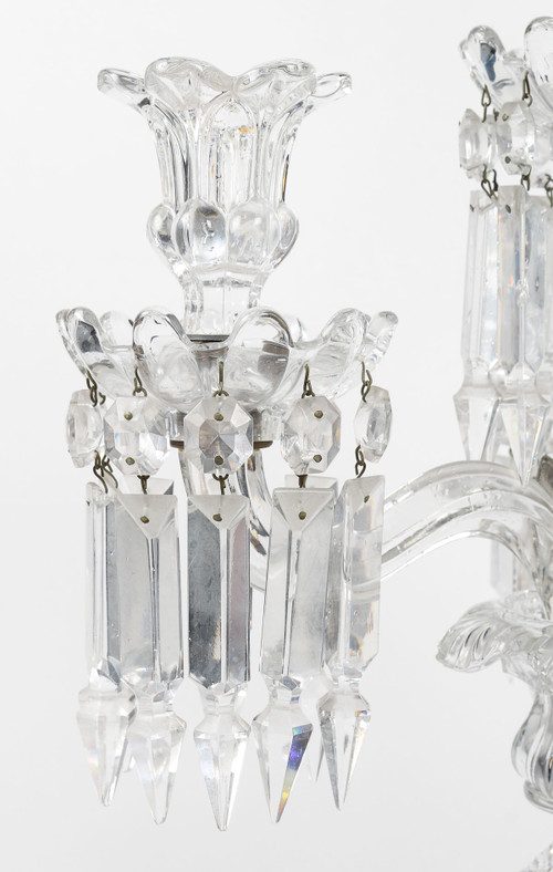 A pair of late 19th century Baccarat crystal candelabra