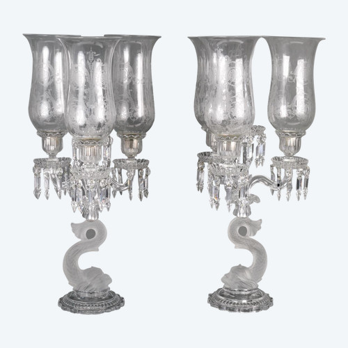 Pair of 20th century Baccarat crystal candelabra