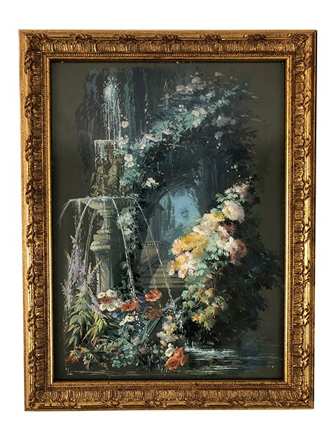 Augusto Bertrix. Coppia di gouaches incorniciate sotto vetro datate 1854