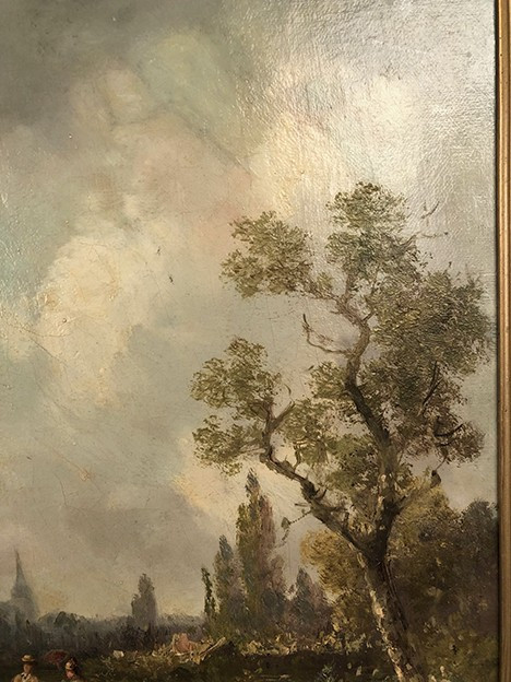 Pair of oils on canvas, 19th century animated landscapes