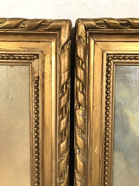 Pair of oils on canvas, 19th century animated landscapes