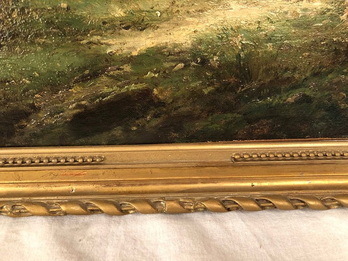 Pair of oils on canvas, 19th century animated landscapes