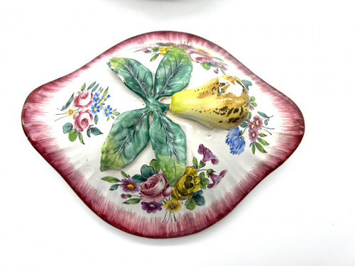 Ancienne soupière terrine barbotine poire faience de l'est Strasbourg