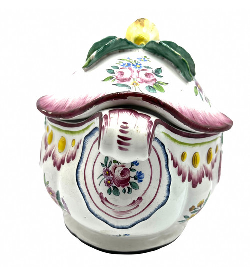 Ancienne soupière terrine barbotine poire faience de l'est Strasbourg