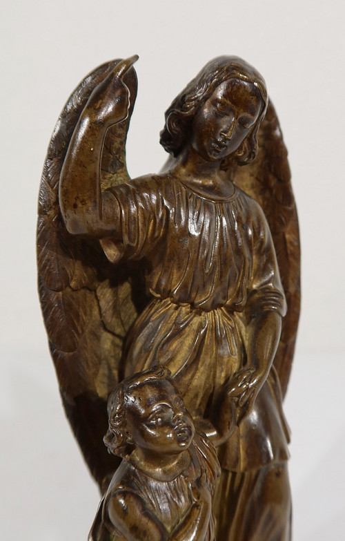 Bronzo patinato, “Bambino condotto da un angelo” – 1900