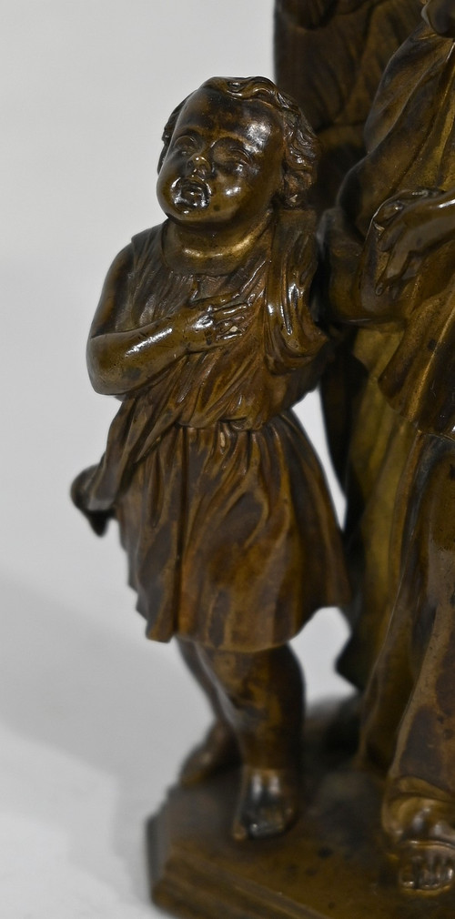 Bronzo patinato, “Bambino condotto da un angelo” – 1900