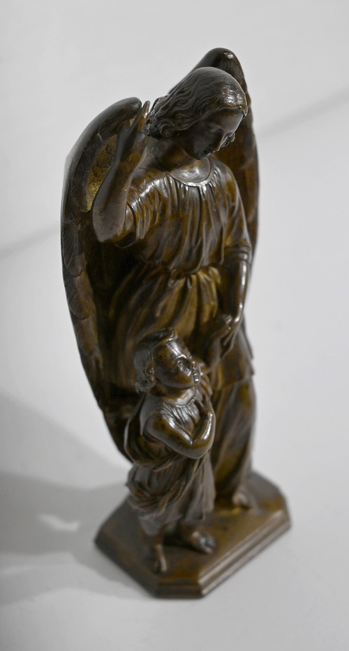 Bronzo patinato, “Bambino condotto da un angelo” – 1900