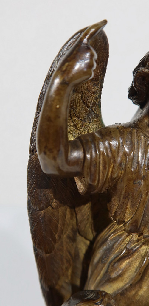Bronzo patinato, “Bambino condotto da un angelo” – 1900