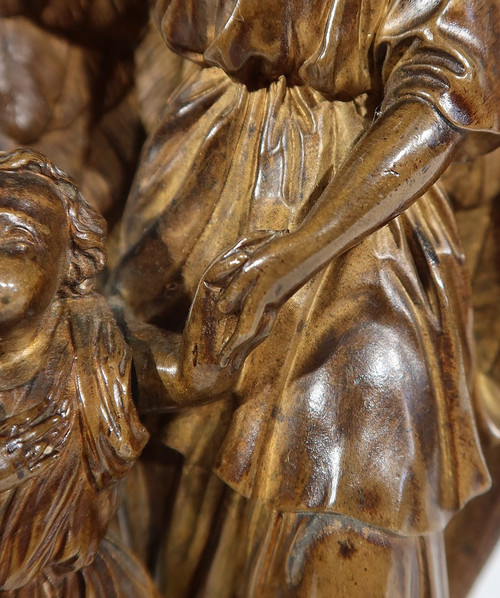Bronzo patinato, “Bambino condotto da un angelo” – 1900
