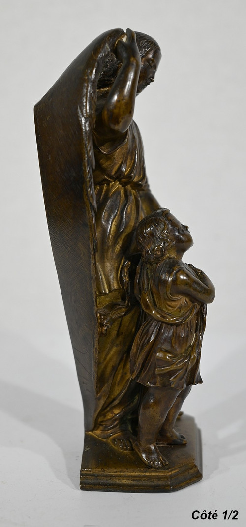 Bronzo patinato, “Bambino condotto da un angelo” – 1900