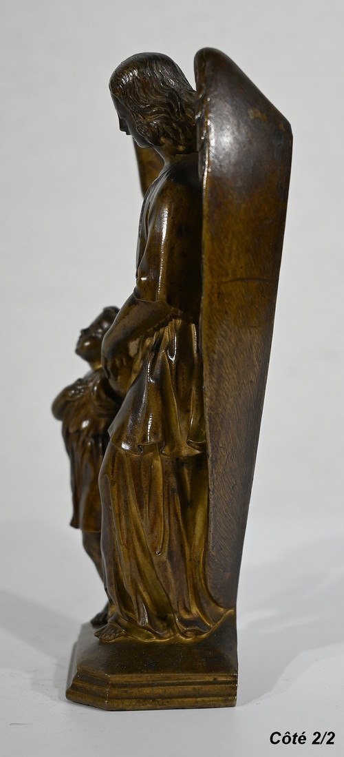 Bronzo patinato, “Bambino condotto da un angelo” – 1900