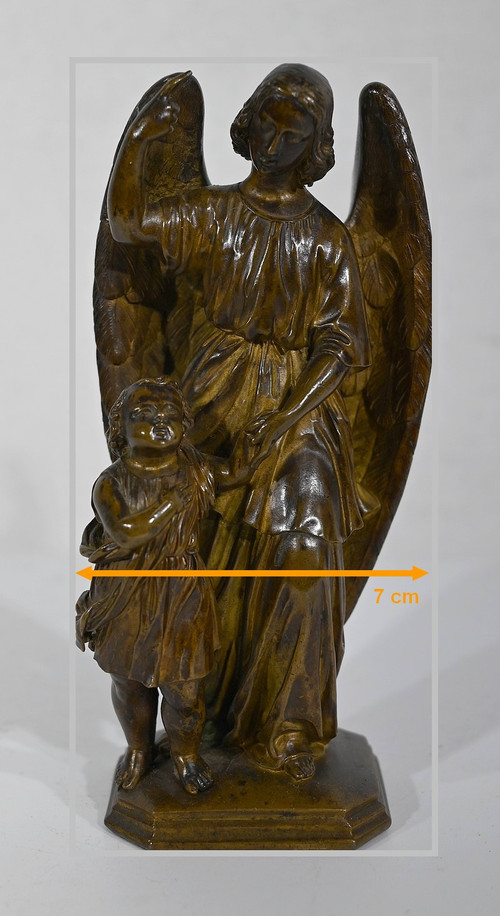 Bronzo patinato, “Bambino condotto da un angelo” – 1900
