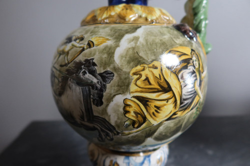 Set Of Three Earthenware Signed Gaetano Battaglia XIX