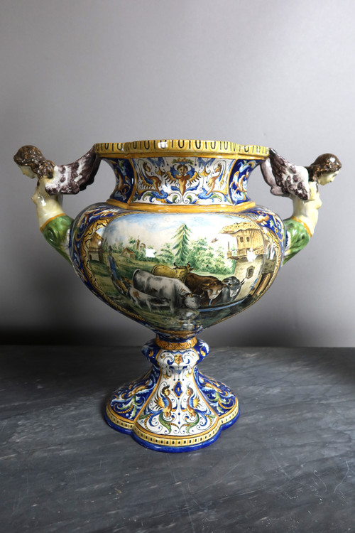 Set Of Three Earthenware Signed Gaetano Battaglia XIX