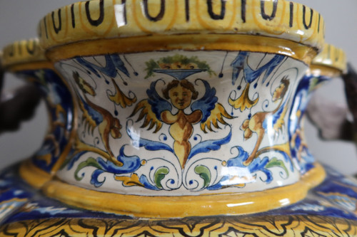 Set Of Three Earthenware Signed Gaetano Battaglia XIX